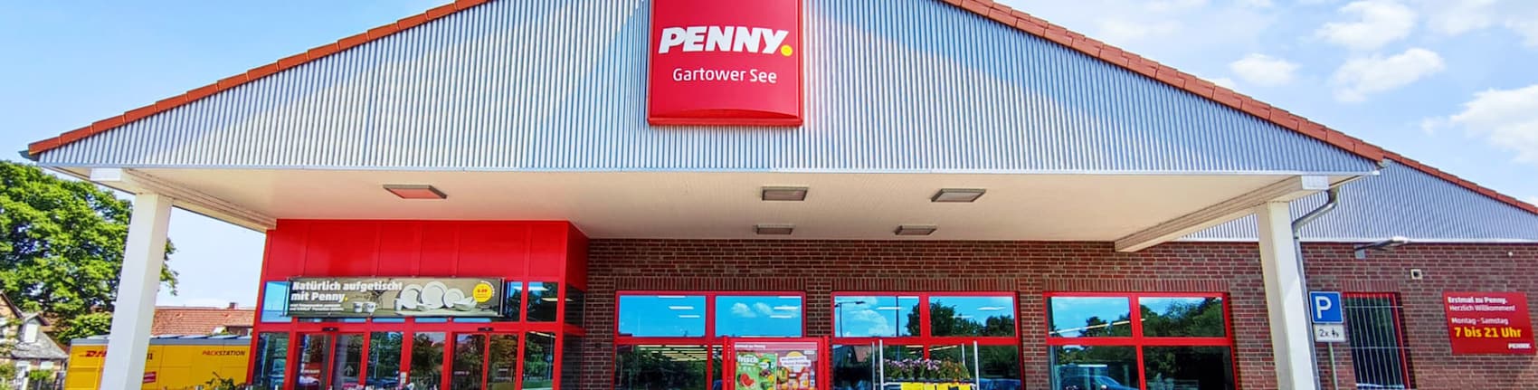 Sie sehen den Eingang vom Penny Markt in Gartow, Springstr. 49