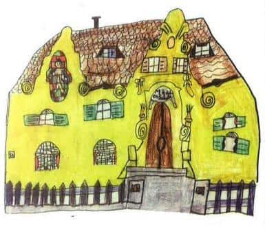 Ein selbstgemaltes Bild der Schule