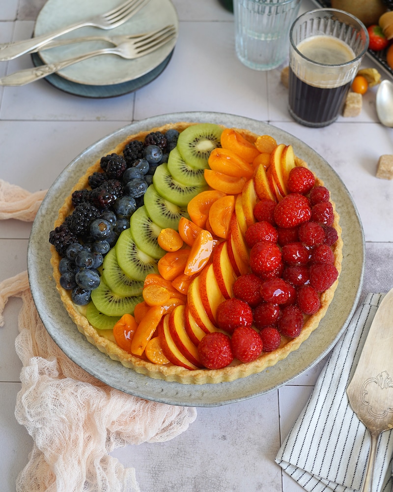 Dieses Bild zeigt die fertige Obsttarte.