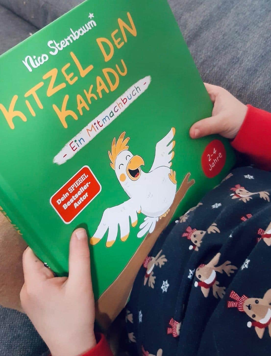 Ein Kind haelt ein Kinderbuch in den Haenden