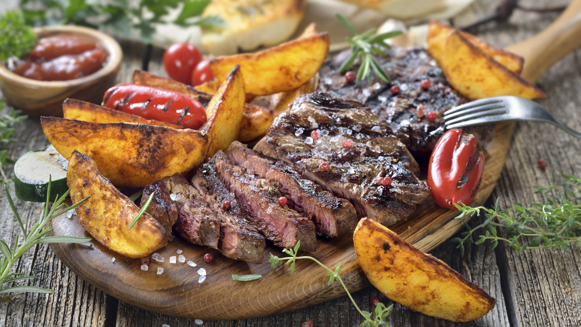 Steak mit Beilagen