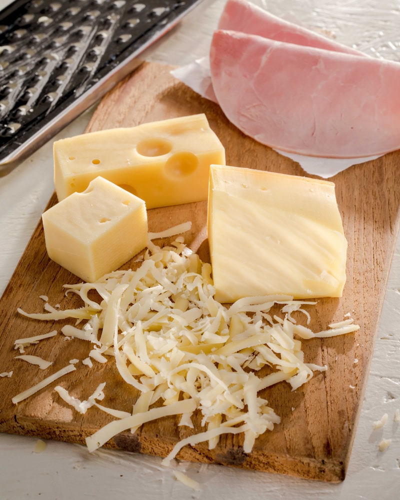 Auf diesem Bild siehst du geriebenen Käse.