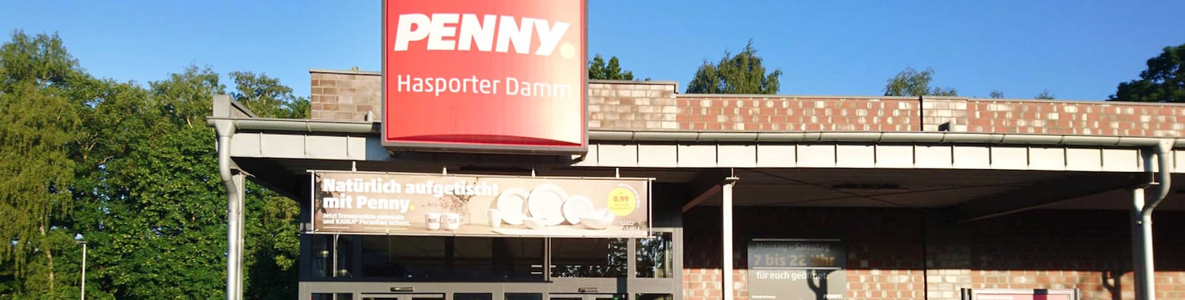 Sie sehen den Eingang vom Penny Markt in Delmenhorst, Hasporter Damm 110-114