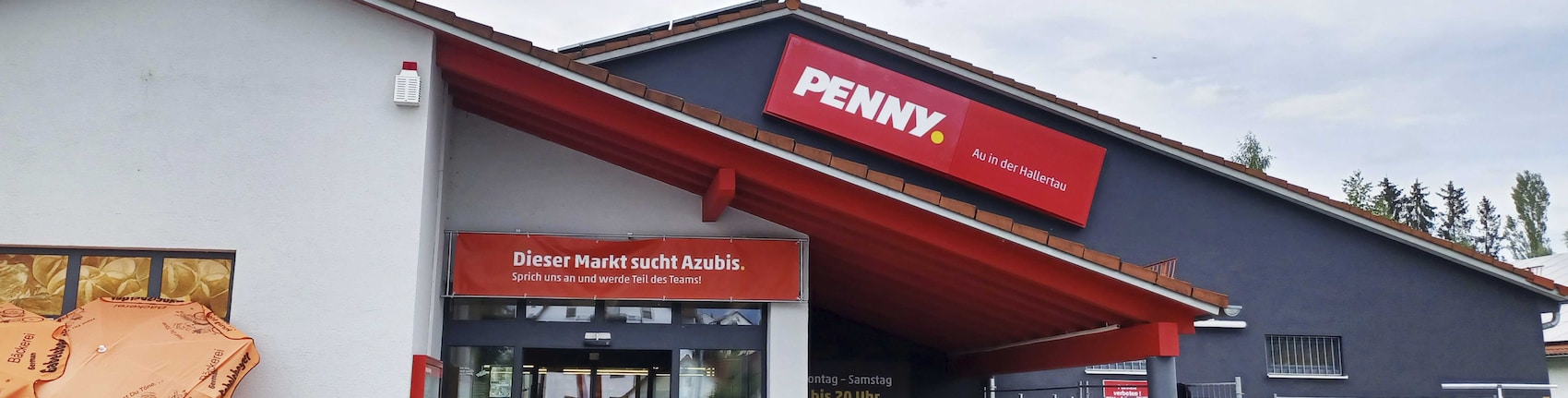 Sie sehen den Eingang vom Penny Markt in Au i. d. Hallertau, Pfaffenhofener Str. 8