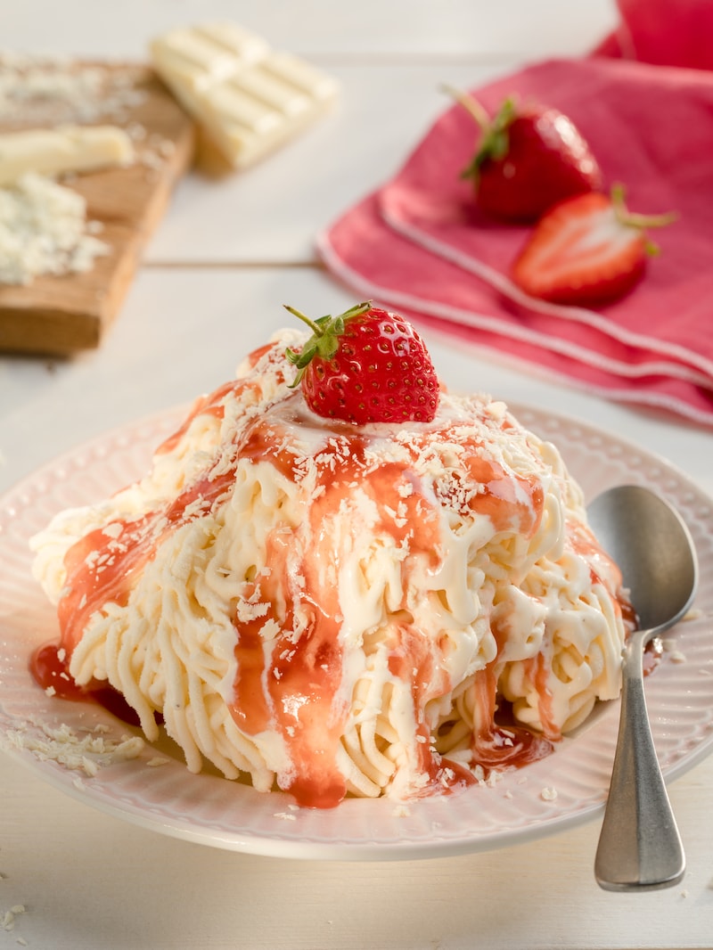 Auf diesem Bild siehst du unser Spaghetti Eis.