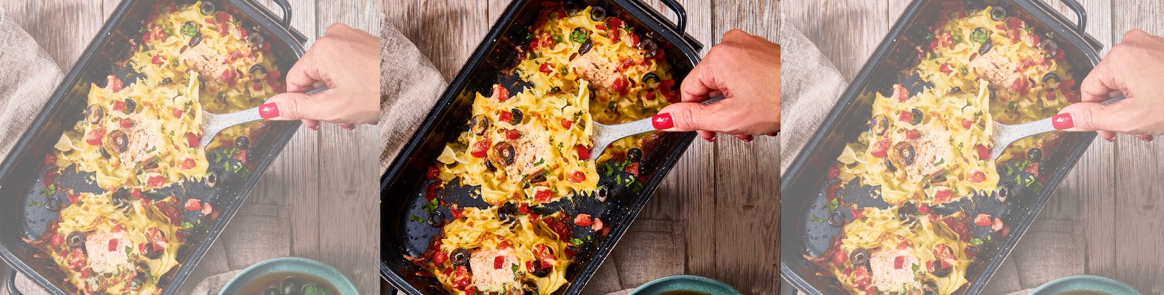 Bandnudelnester mit Lachs