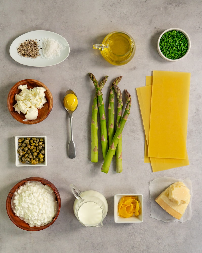 Dieses Bild zeigt die Zutaten für unsere Spargel-Cannelloni.
