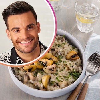 Dieses Bild zeigt, das fertige Champignon-Risotto im Topf.