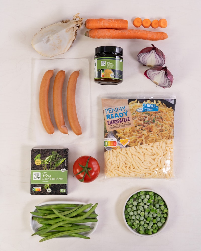 Dieses Bild zeigt unseren fertigen Spätzle-Eintopf.