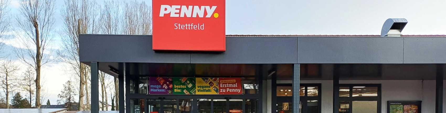 Sie sehen den Eingang vom Penny Markt in Ubstadt-Weiher, Zeuterner Str./Herbstbruehl 1