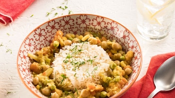 Dieses Bild zeigt das fertige Kichererbsen-Curry.