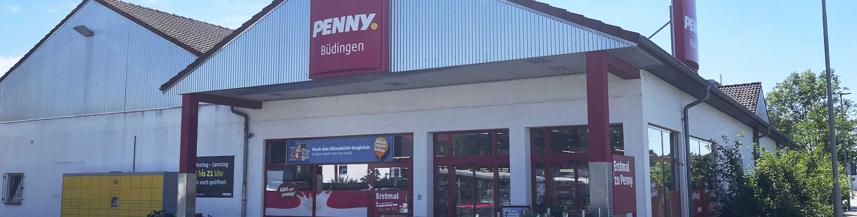 Sie sehen den Eingang vom Penny Markt in Büdingen, Henry-Dunant-Str. 2