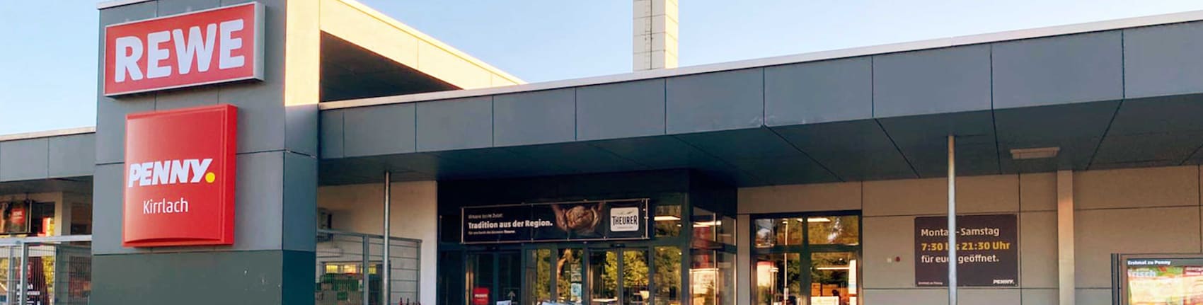 Sie sehen den Eingang vom Penny Markt in Waghaeusel, Waghaeuseler Str. 128