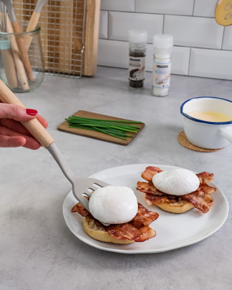 Dieses Bild zeigt die angerichteten Eggs Benedict.