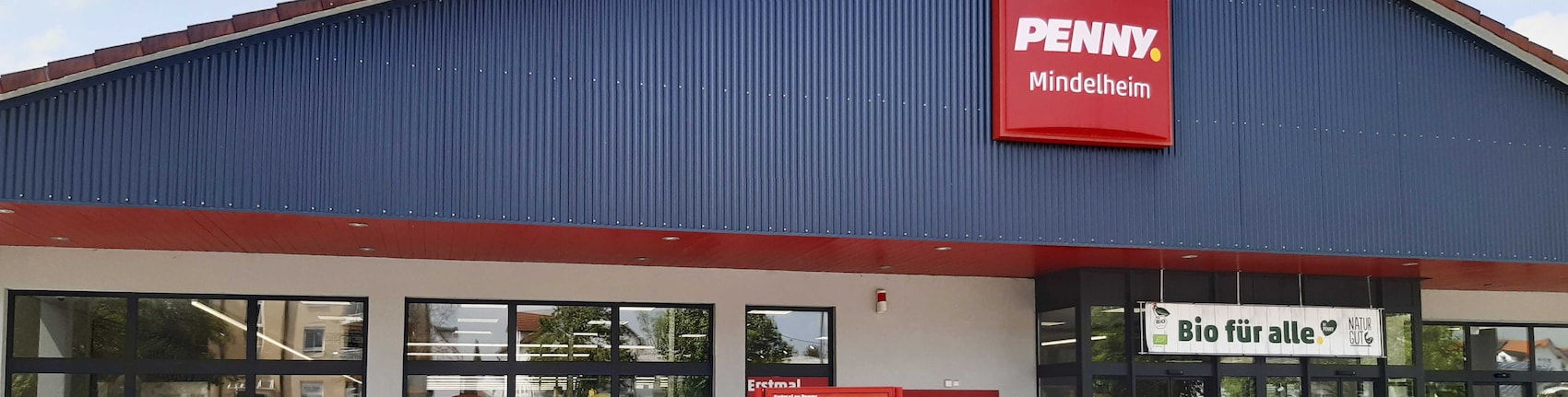 Sie sehen den Eingang vom Penny Markt in Mindelheim, Berliner Str. 1