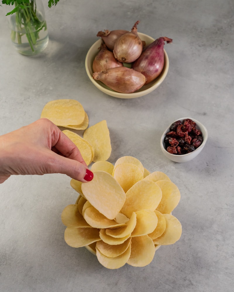 Dieses Bild zeigt wie die Chips angerichtet werden.