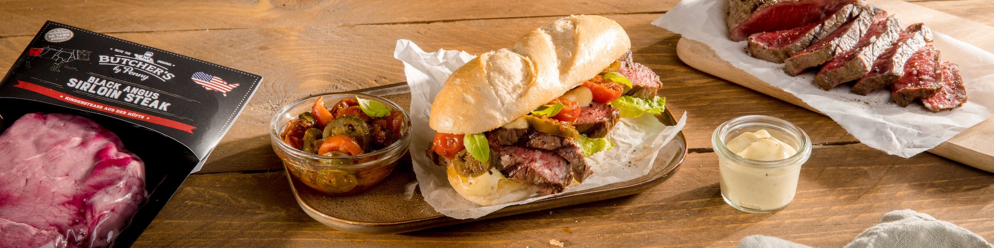 Dieses Bild zeigt unser scharfes Steak Baguette.