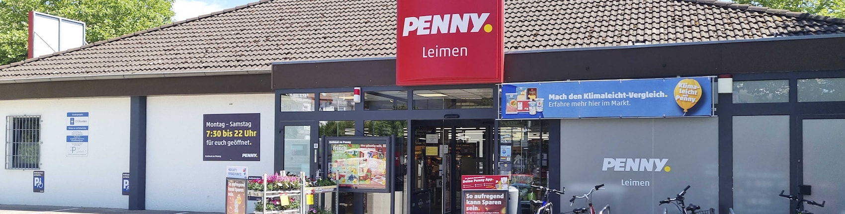 Sie sehen den Eingang vom Penny Markt in Leimen, Buergerm.-Weidemaier-Str. 66