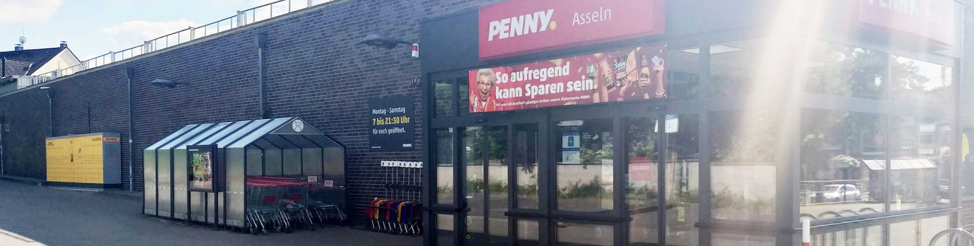 Sie sehen den Eingang vom Penny Markt in Dortmund - Asseln, Asselner Hellweg 143