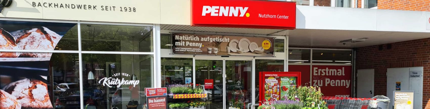 Sie sehen den Eingang vom Penny Markt in Delmenhorst/Dwoberg-Stroehen, Nutzhorner Str. 29