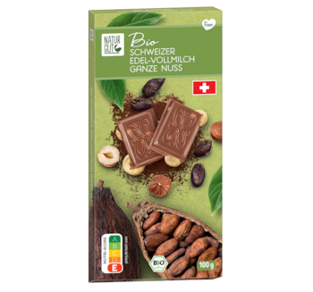 NATURGUT Bio Schweizer Edel-Vollmilch ganze Nuss