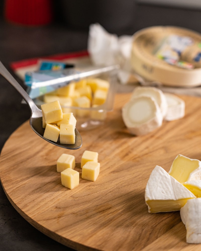 Dieses Bild zeigt Gouda-Käsewürfel.