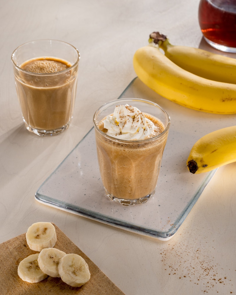 Dieses Bild zeigt unseren Kaffee-Bananen-Smoothie.