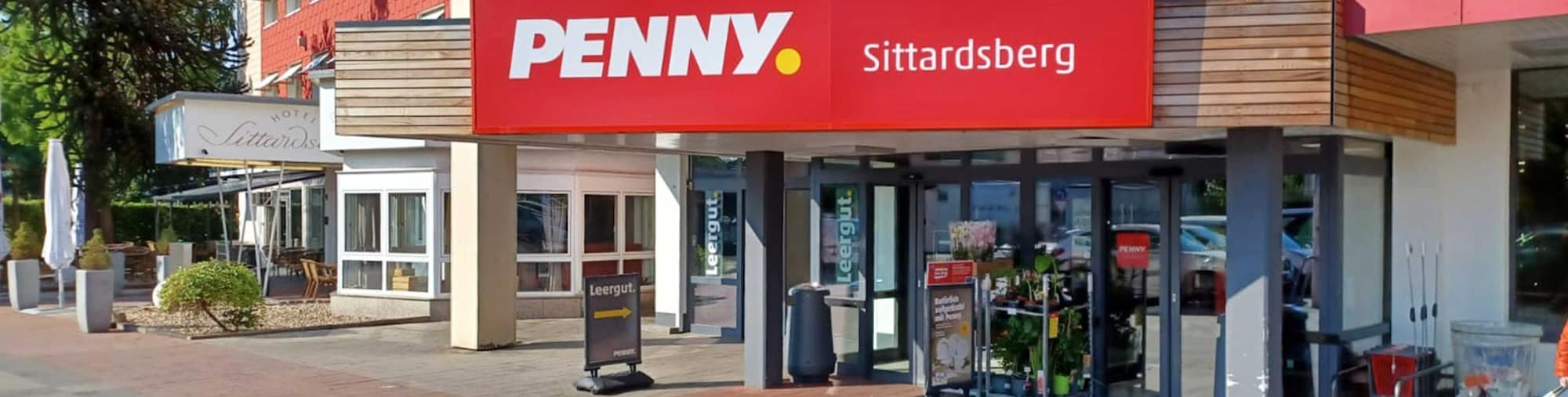 Sie sehen den Eingang vom Penny Markt Duisburg – Buchholz Sittardsberger Allee 10