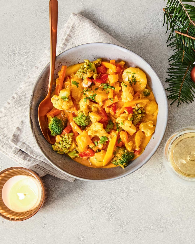 Dieses Bild zeigt das fertige Knödel-Curry.