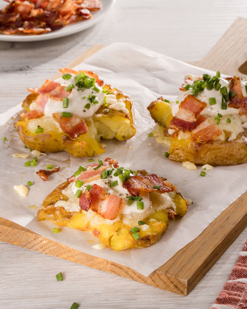 Dieses Bild zeigt die fertigen Smashed Potatoes.