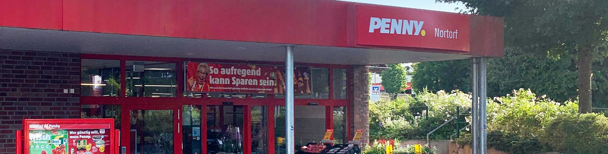 sie sehen den Eingang vom Penny Markt in Nortorf Lohkamp 19-23