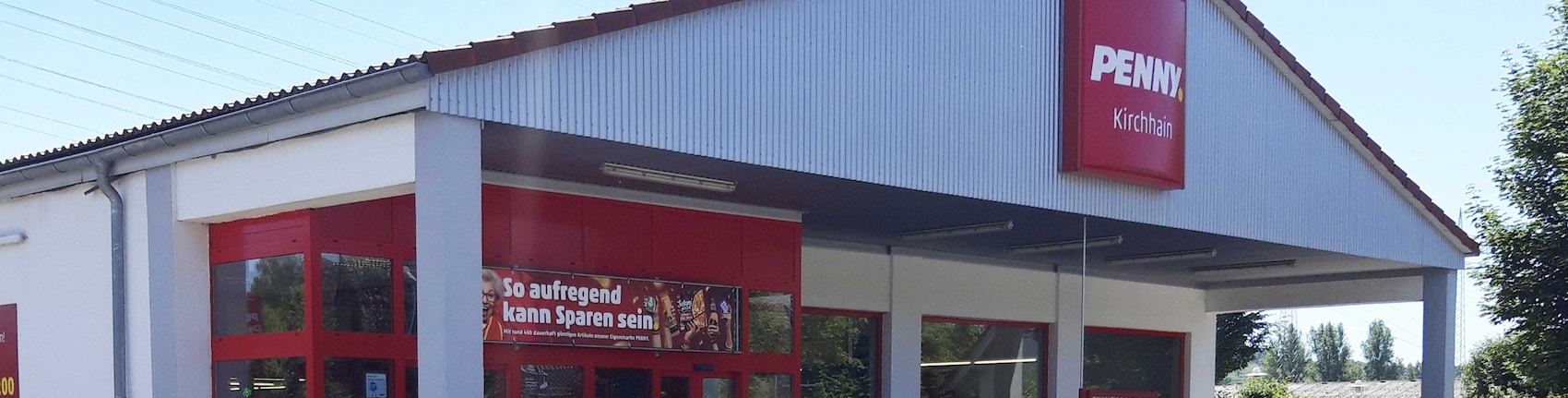Sie sehen den Eingang vom Penny Markt in Kirchhain, Alsfelder Str. 58