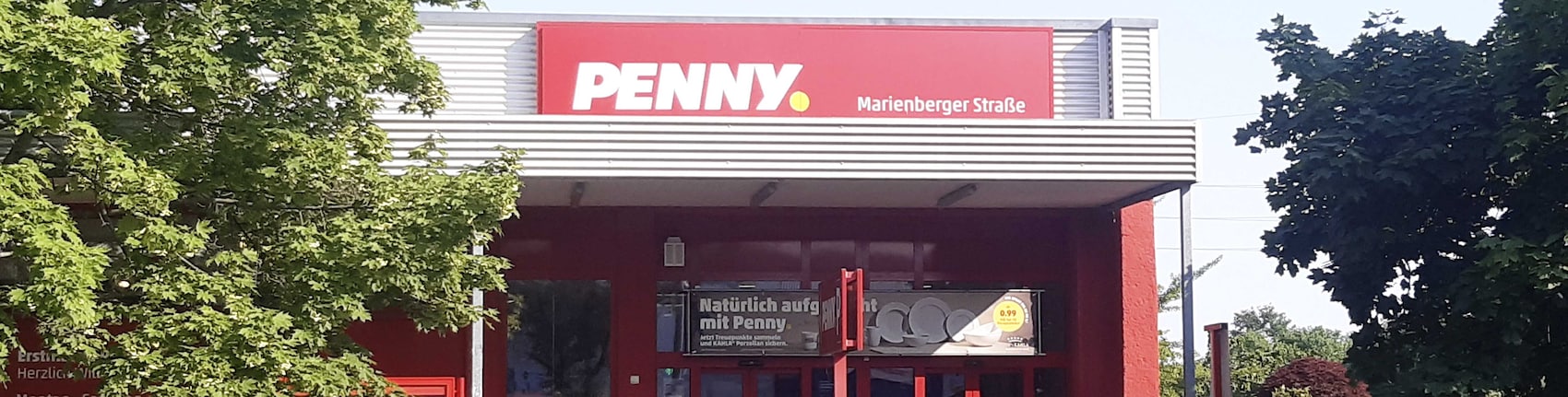 Sie sehen den Eingang vom Penny Markt in Dresden Marienberger Str. 36