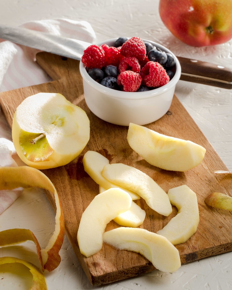 Auf diesem Bild siehst du verschiedene Obstsorten.