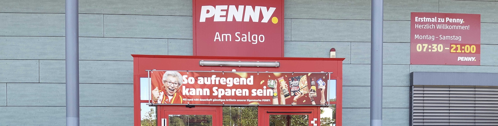 Sie sehen den Eingang vom Penny Markt in Bad Saulgau, Moosheimer Str. 29