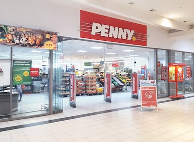 Sie sehen den Eingang vom Penny Markt in Luebeck/Buntekuh, Ziegelstr. 232