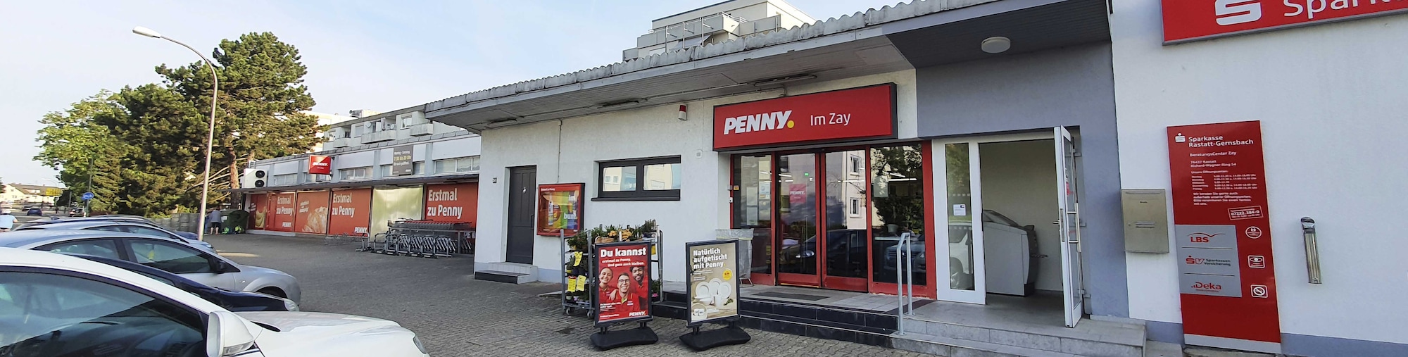 Sie sehen den Eingang vom Penny Markt in Rastatt, Richard-Wagner-Ring 54
