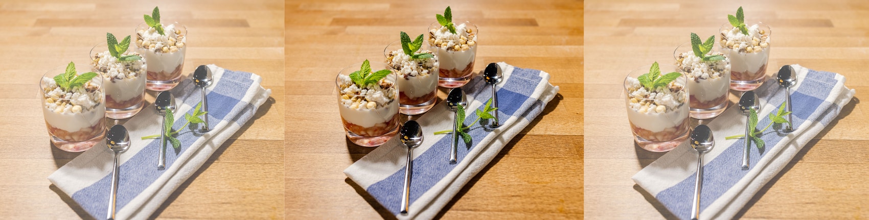Dieses Bild zeigt das Schichtdessert mit Nektarine vom Grill.