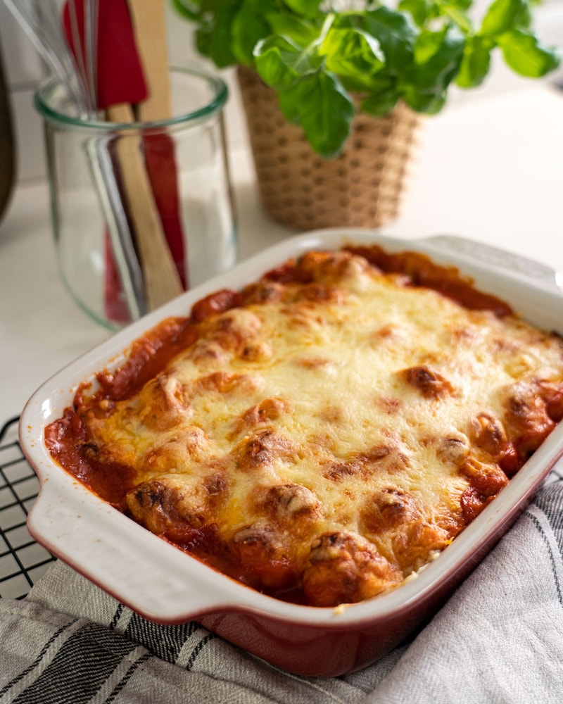 Dieses Bild zeigt unseren fertigen Gnocchi-Auflauf.