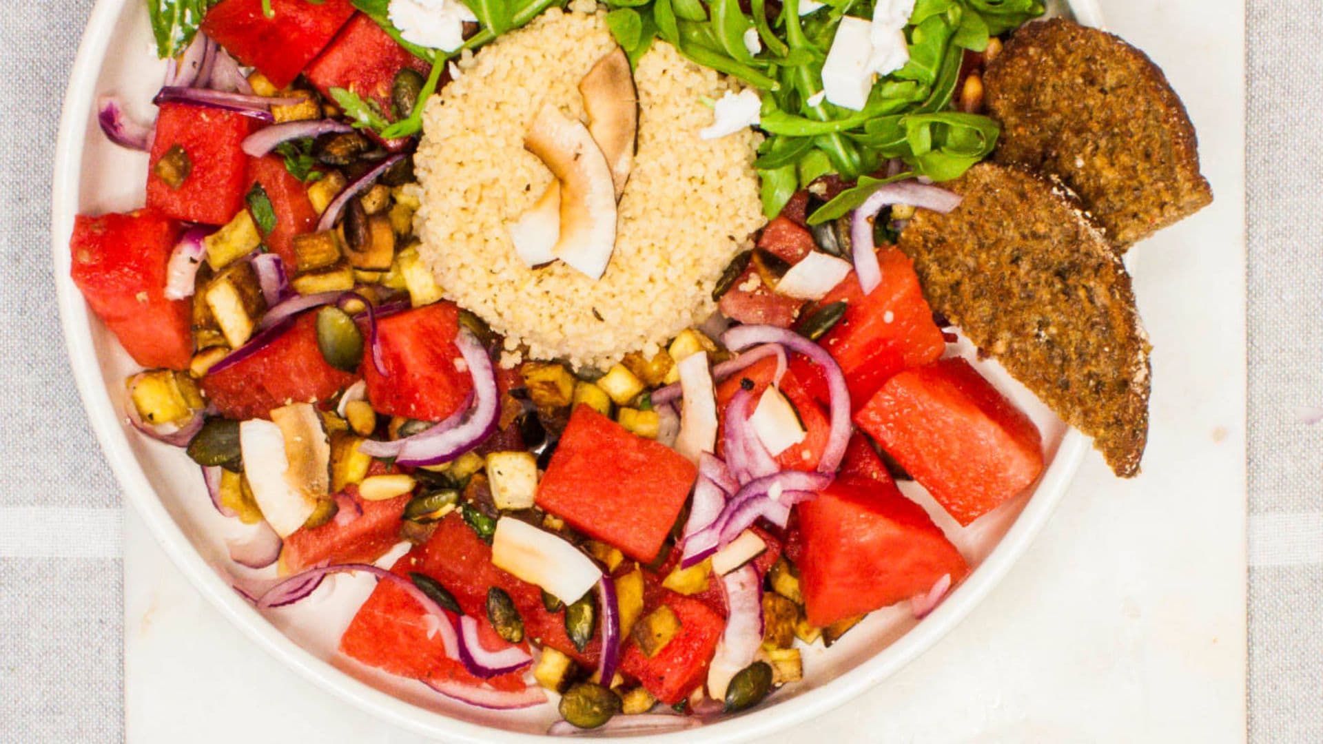 Veganer Wassermelonen Couscous Salat