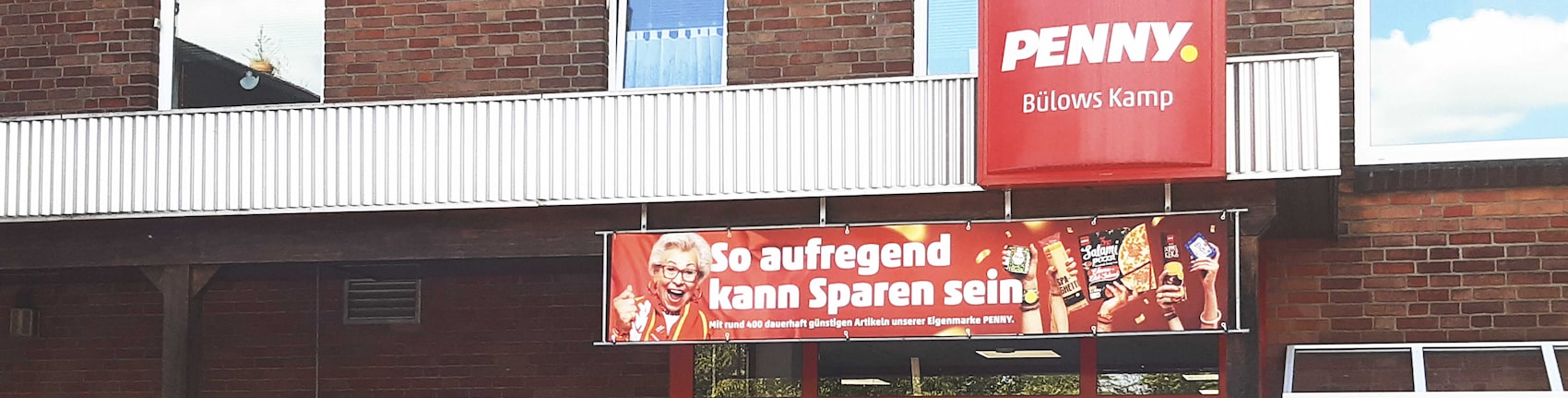 Sie sehen den Eingang vom Penny Markt in Lueneburg/Kaltenmoor, Buelows Kamp 7