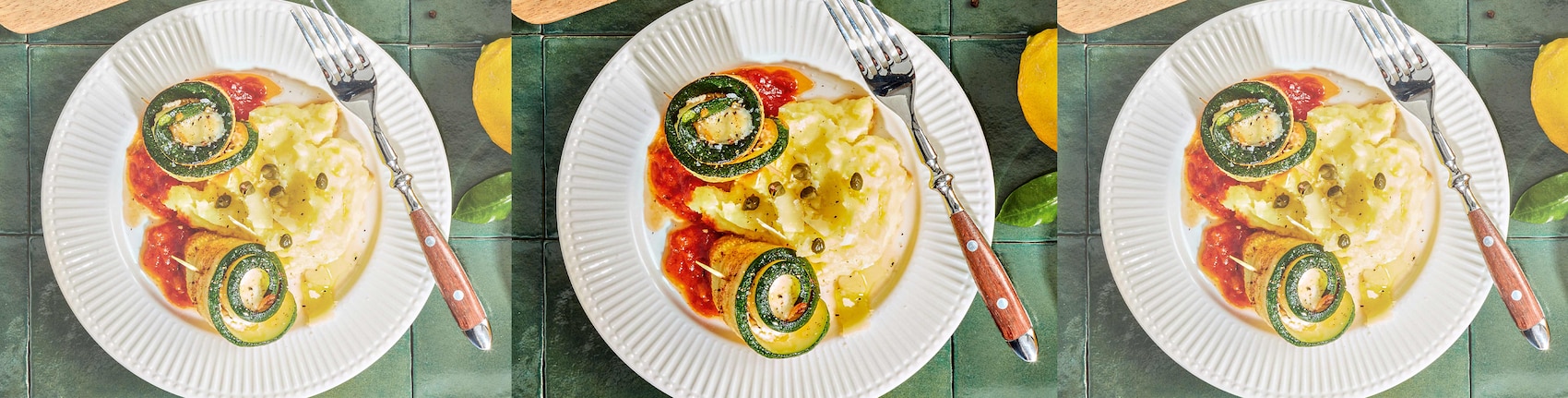 Dieses Bild zeigt die fertigen Zucchini Involtini.