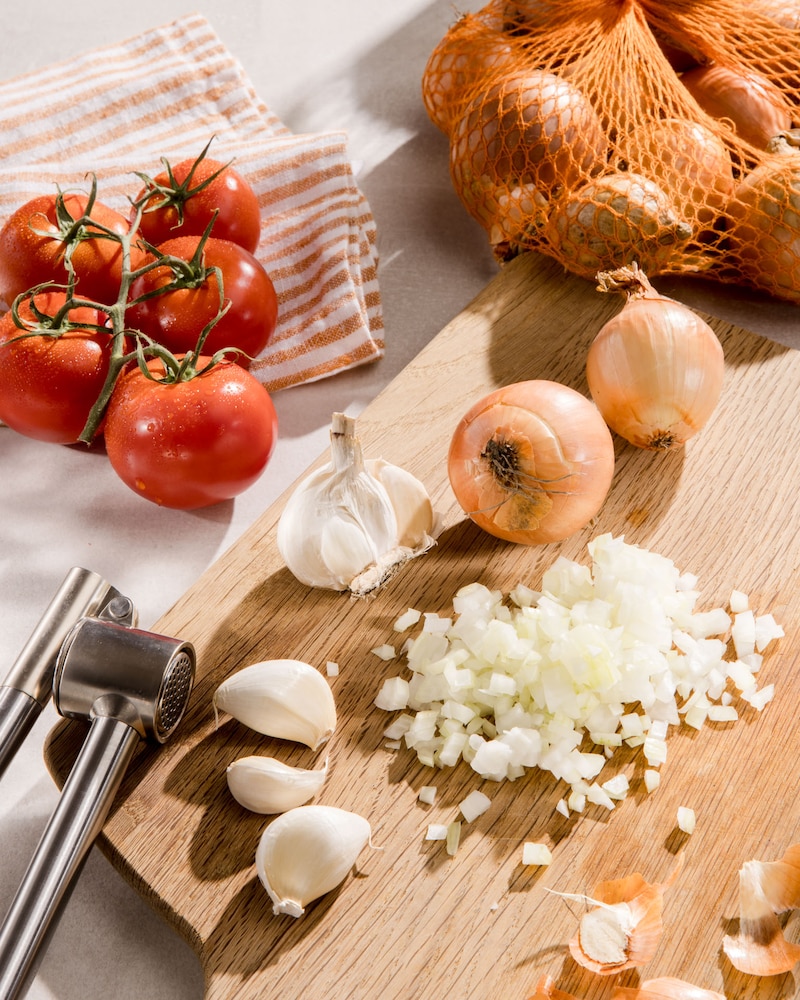 Dieses Bild zeigt das fertige vegane Shakshuka.