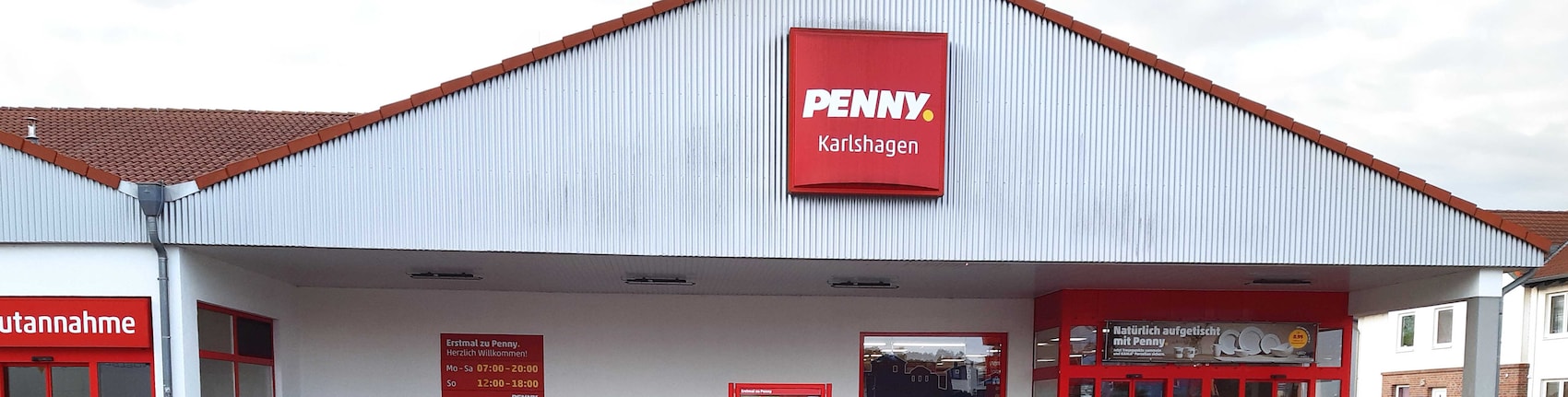 sie sehen den Eingang vom Penny Markt in Karlshagen Hauptstr. 16 