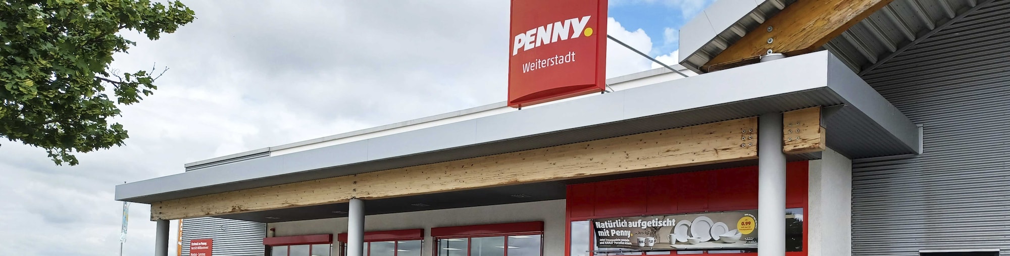 Sie sehen den Eingang vom Penny Markt in Weiterstadt, Max-Plank-Str. 6A