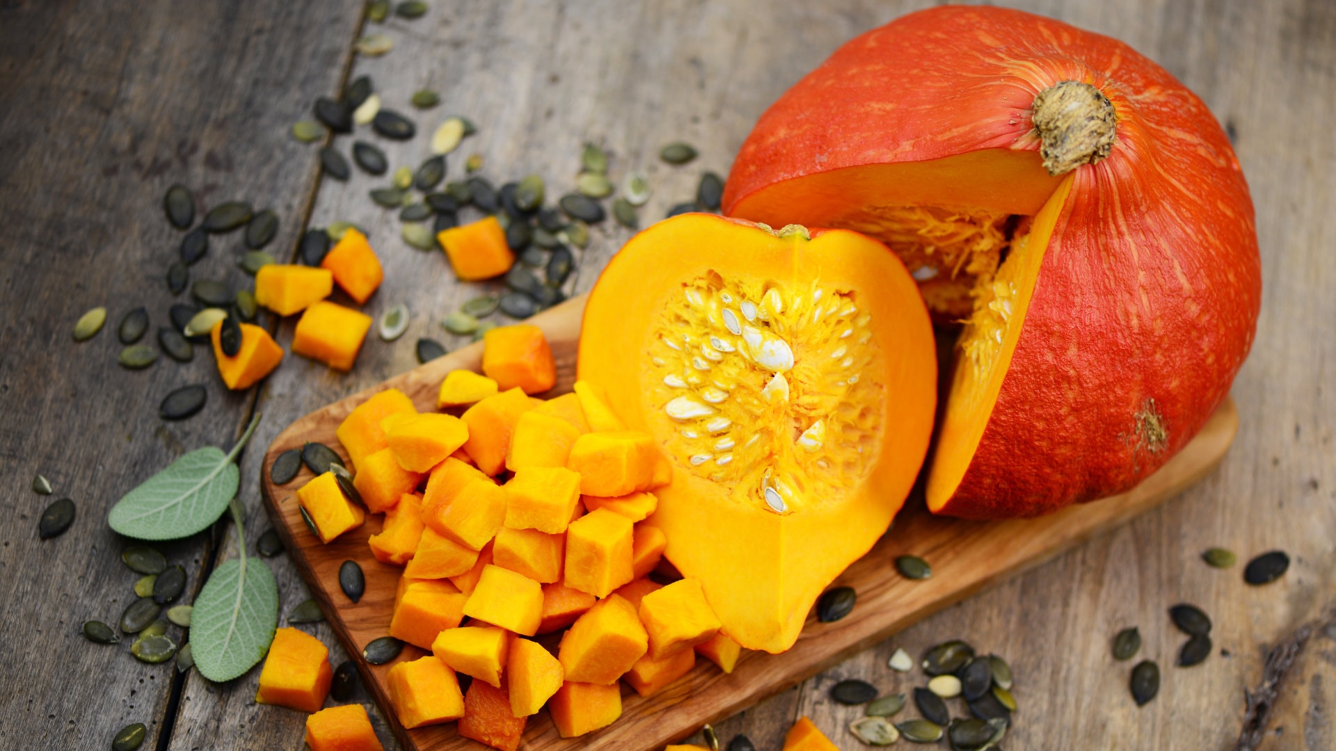 Hokkaido Kürbis aufgeschnitten