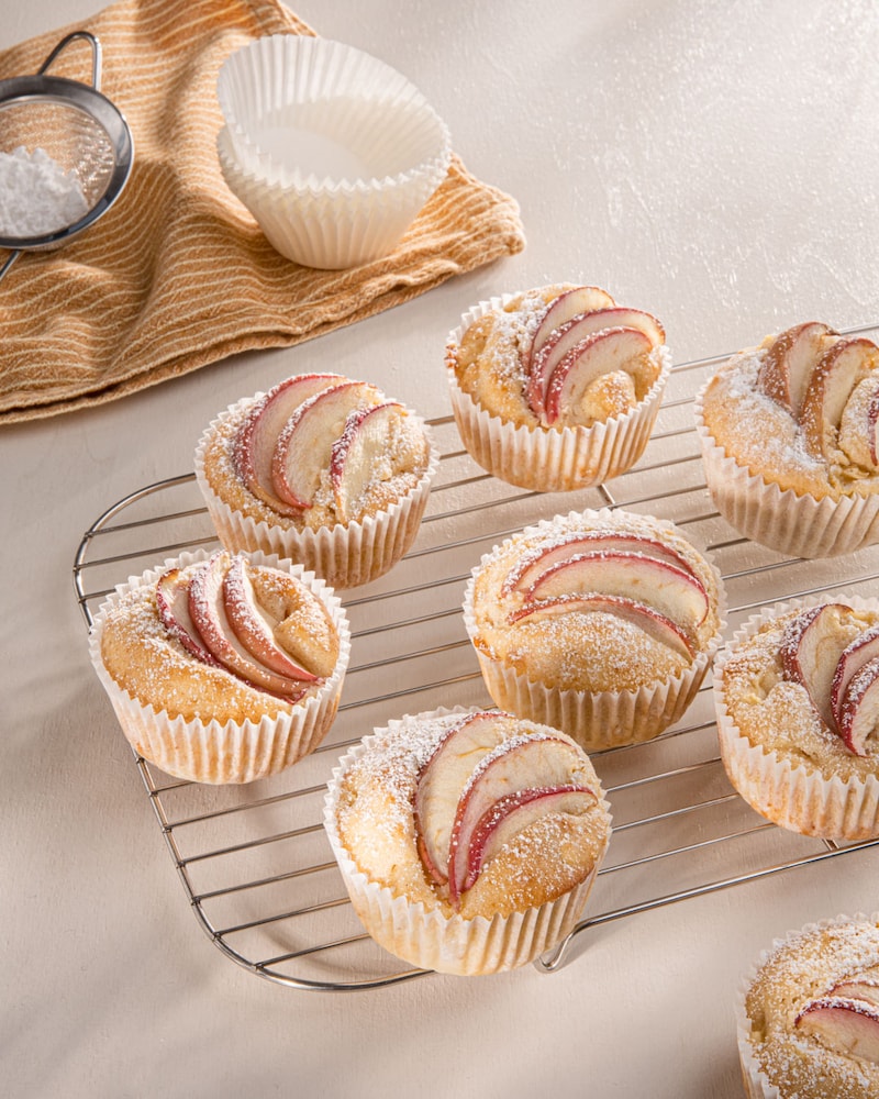 Dieses Bild zeigt die fertigen Apfelmuffins.