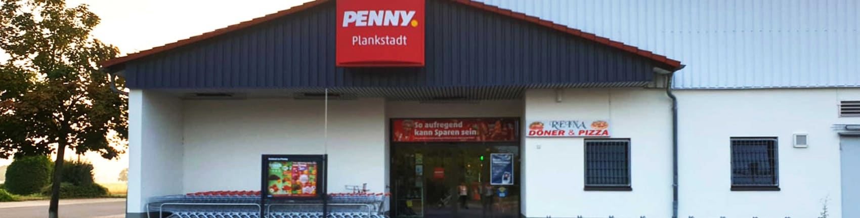 Sie sehen den Eingang vom Penny Markt in Plankstadt Gewerbering 2/Gewerbegebiet Nord
