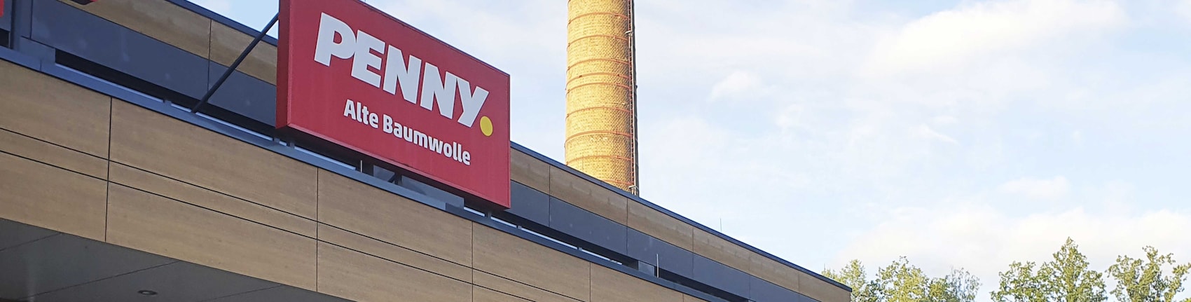 Sie sehen den Eingang vom Penny Markt in Flöha, Seeberstraße 1