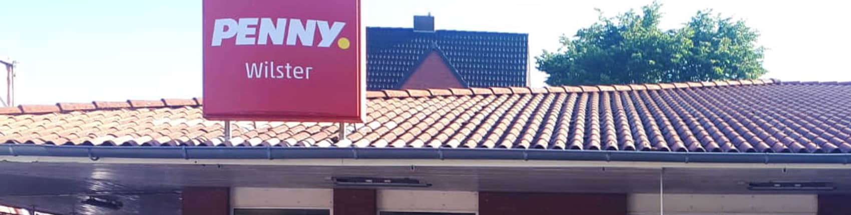 sie sehen den Eingang vom Penny Markt in Wilster Muehlenstr. 5